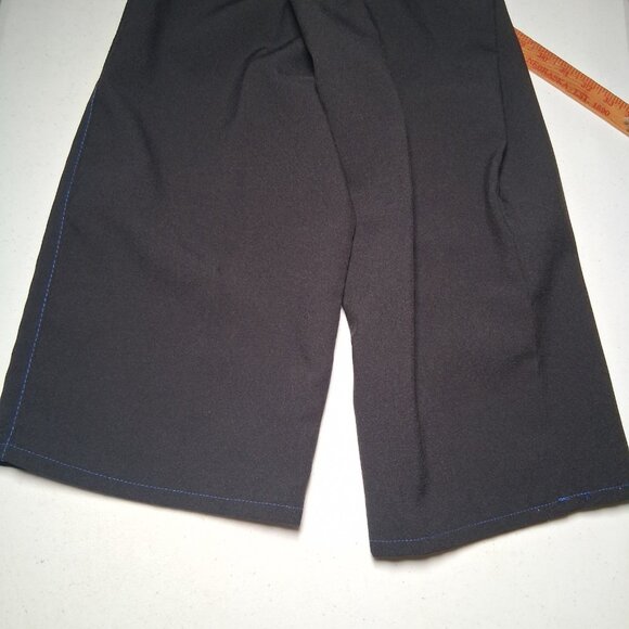 Johnny Suede Pants Men Size 30 Black Blue Stitching Flames Rockabilly Moto - Picture 14 of 15